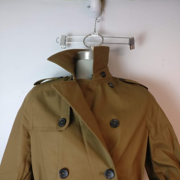 Minimalist Double Breasted belted Long Trench Coat with pockets 38R UnLined, new - Picture 6 of 16